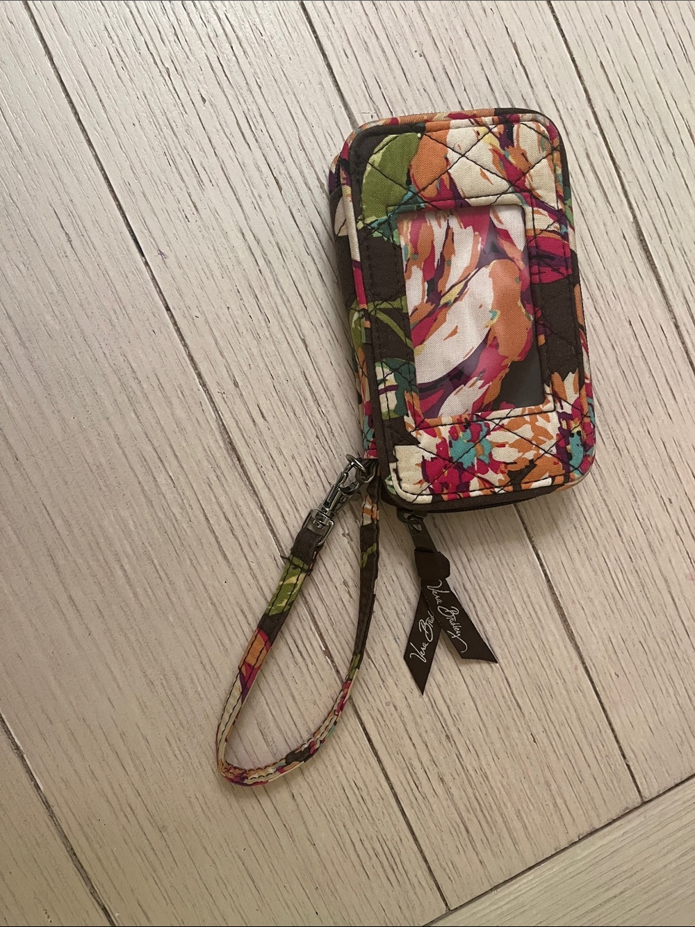 Vera Bradley Floral Zip Card Wristlet - Pink, Orange, Green, Teal, Brown